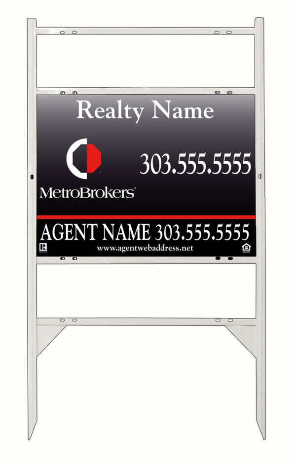 White Angle Iron Sign Unit w2 Rider Inserts, 18h x 24w