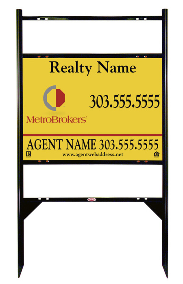 Black Angle Iron Sign Unit w2 Rider Inserts, 18h x 24w