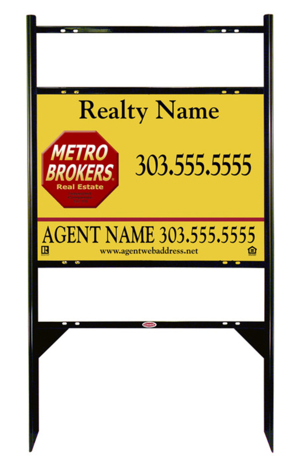 Black Angle Iron Sign Unit w2 Rider Inserts, 18h x 24w