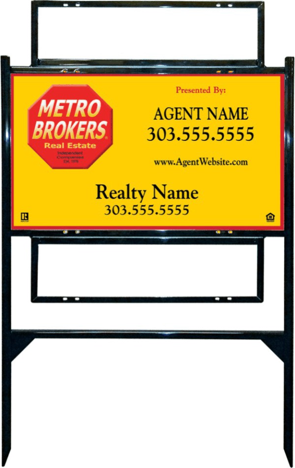 Black Angle Iron Sign Unit w2 Rider Inserts, 18h x 30w