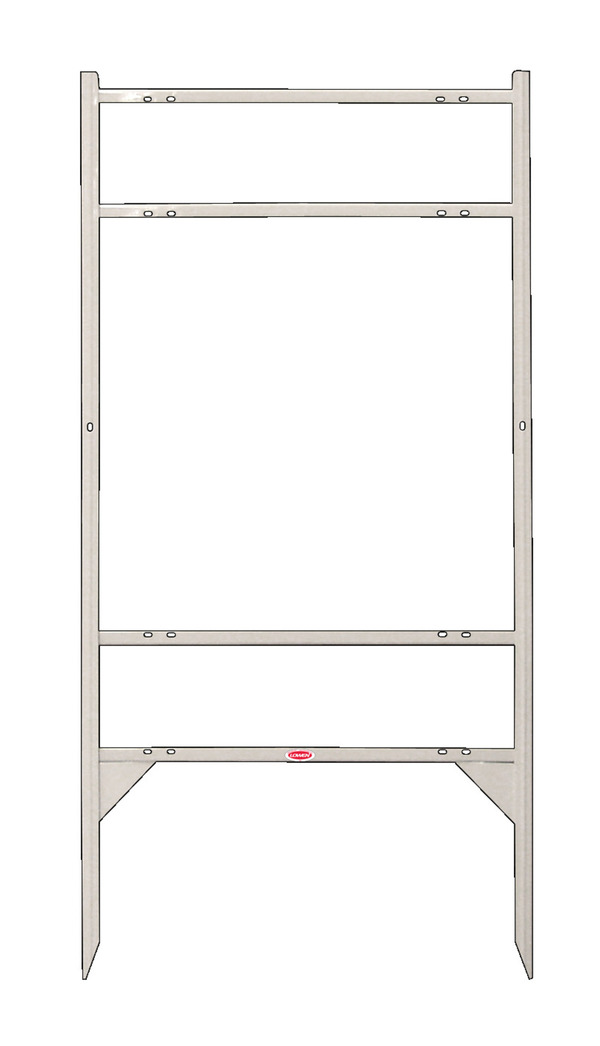White Angle Iron Frame & Sign Panel w Two Rider Inserts Unit, 24h x 24w