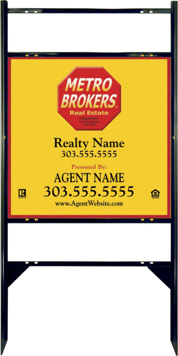 Black Angle Iron Sign Unit w2 Rider Inserts, 24h x 24w