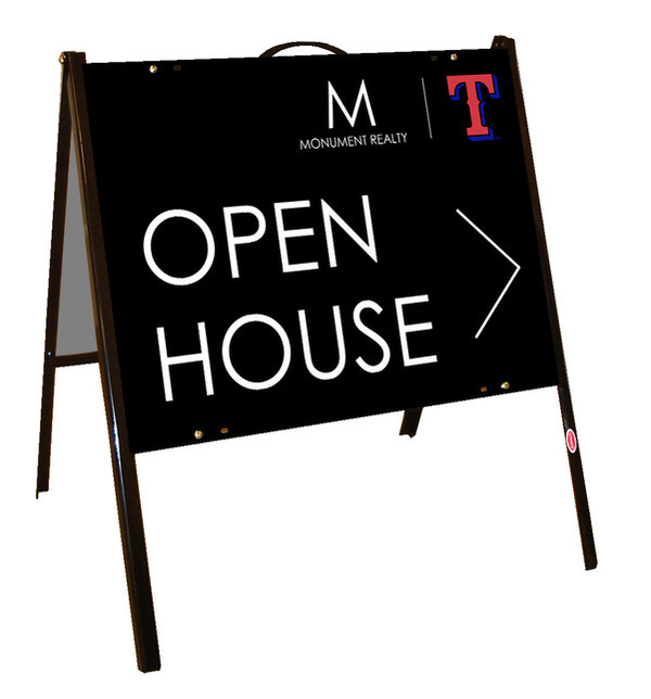 Angle Iron Frame and Open House w T Logo Sign Panel Unit, 18h x 24w, Poly