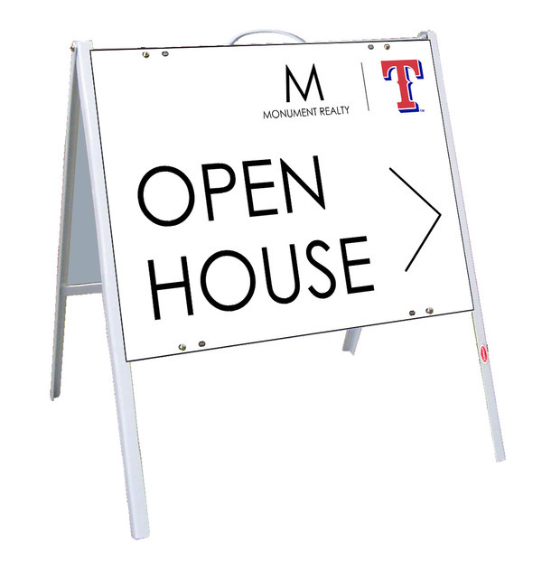 Angle Iron Frame and Open House w T Logo Sign Panel Unit, 18h x 24w, Poly