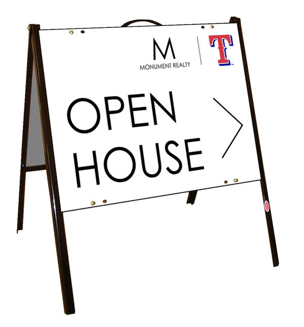 Angle Iron Frame and Open House w T Logo Sign Panel Unit, 18h x 24w, Poly