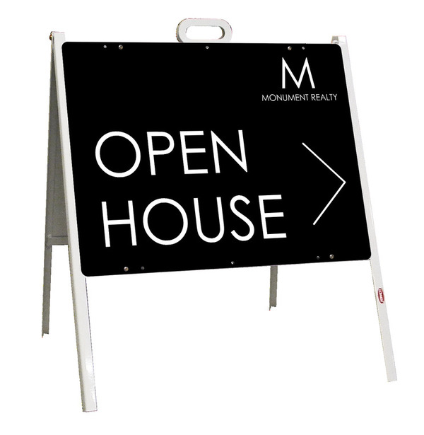 Angle Iron A-Frame and Open House Sign Panel Unit, 18h x 24w, Steel