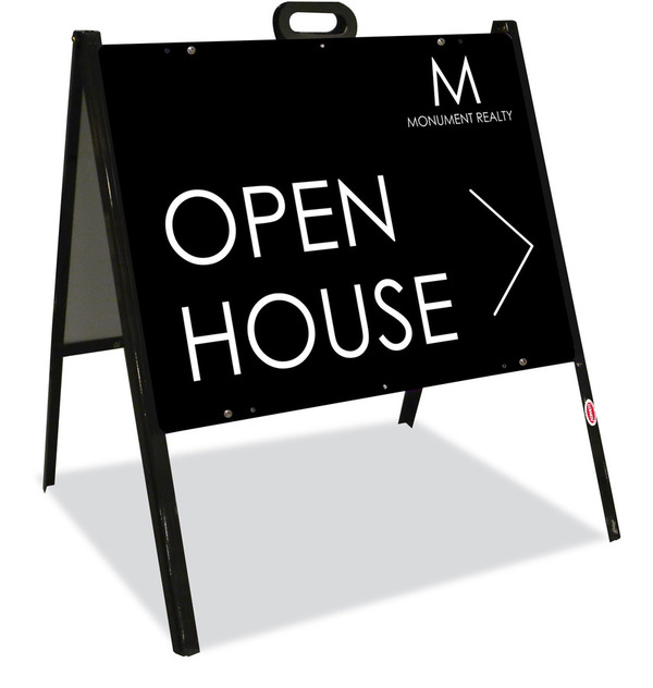 Angle Iron A-Frame and Open House Sign Panel Unit, 18h x 24w, Steel