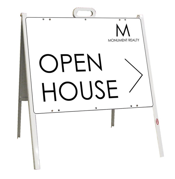 Angle Iron A-Frame and Open House Sign Panel Unit, 18h x 24w, Steel