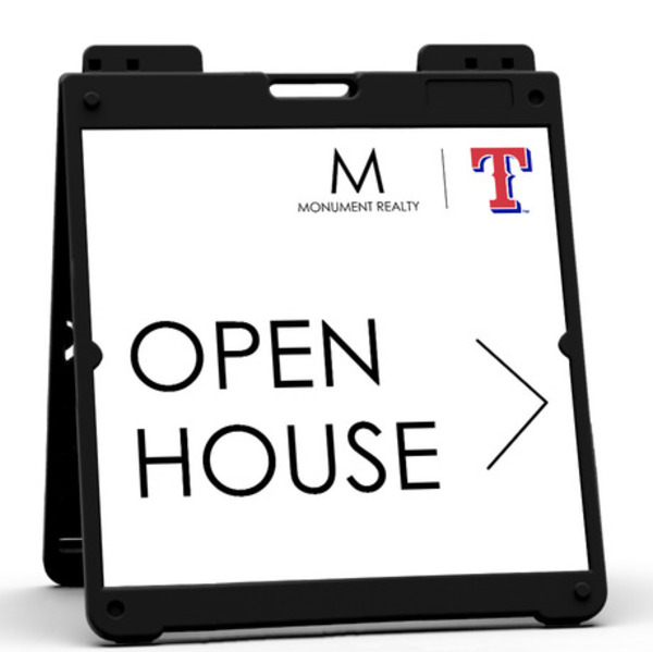 Heavy Duty Plastic A-Frame and Open House w T Logo Sign Panel Unit, 24h x 24w, Aluminum Composite