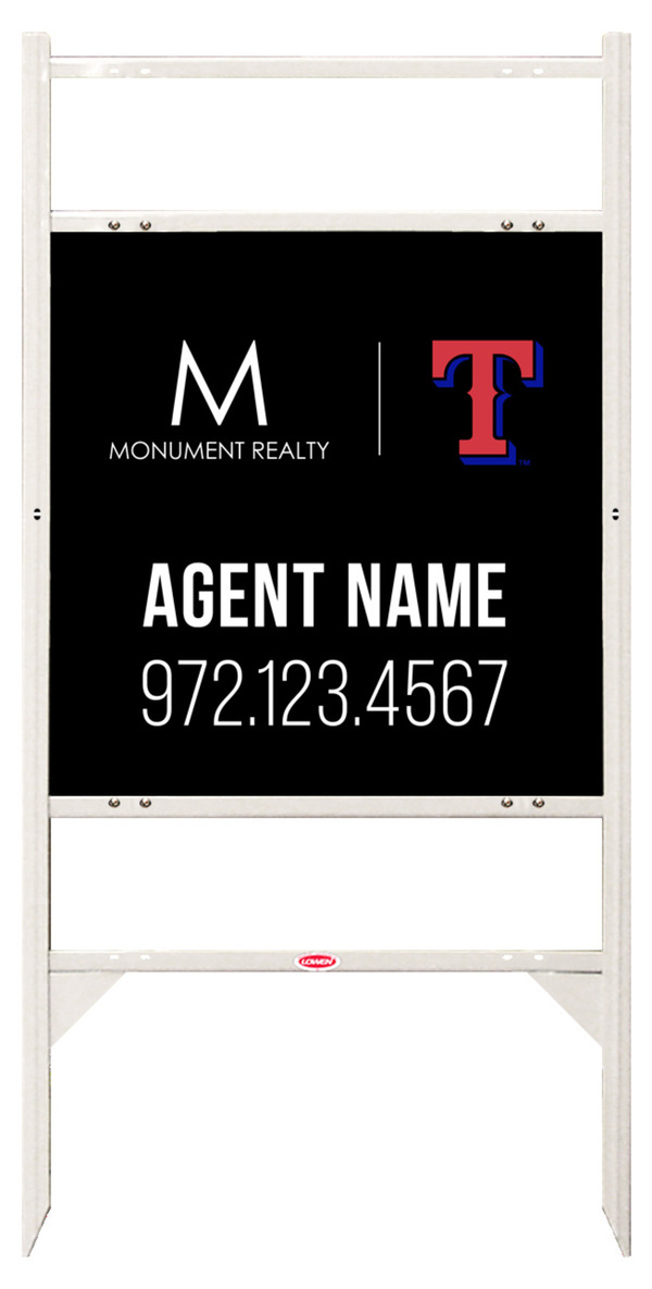 Angle Iron Frame w 2 Rider Inserts and Agent Name Sign Panel Unit, 24h x 24w, Steel