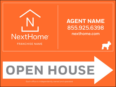 Directional Open House Sign Panel, Corrugated 4mm, 18h x 24w