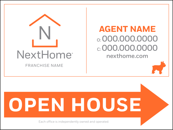 Directional Open House Sign Panel, Corrugated 4mm, 18h x 24w