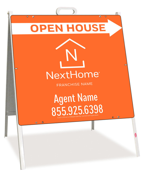 Open House A-Frame and Sign Panel Unit, 24h x 24w, Steel