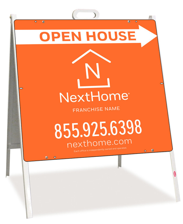 Open House A-Frame and Sign Panel Unit, 24h x 24w, Steel
