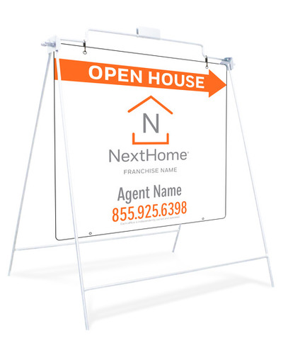 Open House White Swinging A-Frame and Sign Panel Unit, 24h x 24w, PVC