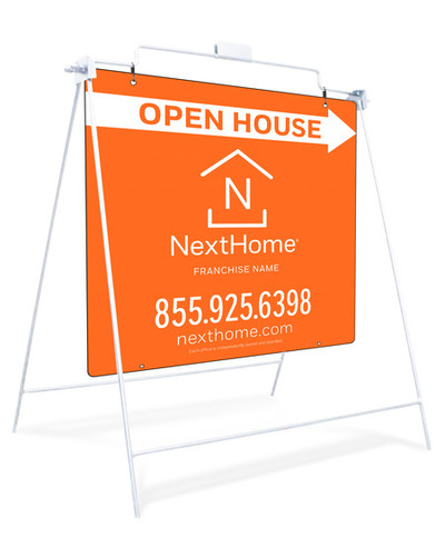 Open House White Swinging A-Frame and Sign Panel Unit, 24h x 24w, PVC