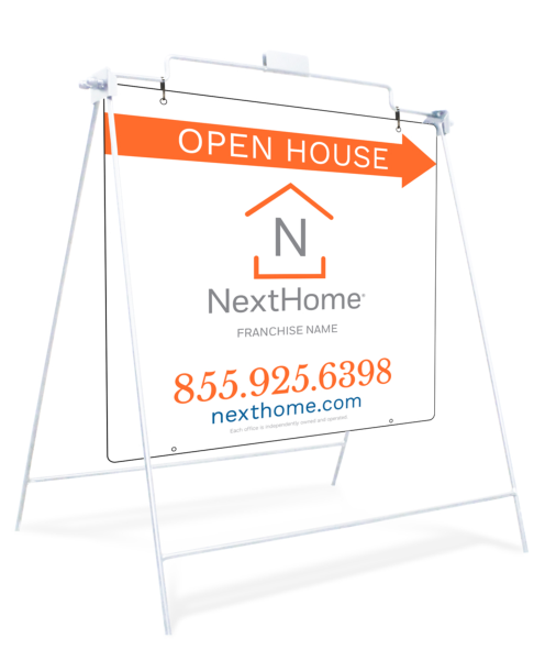 Open House White Swinging A-Frame and Sign Panel Unit, 24h x 24w, PVC