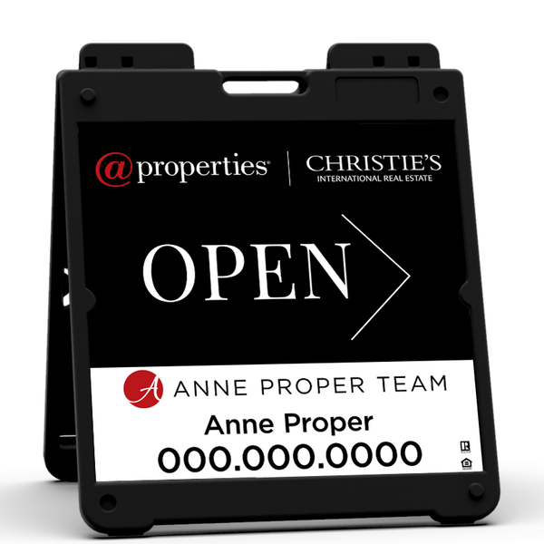 Heavy Duty Plastic A-Frame and Agent Name Open w Logo Sign Panel Unit, 20h x 20w, Aluminum Composite