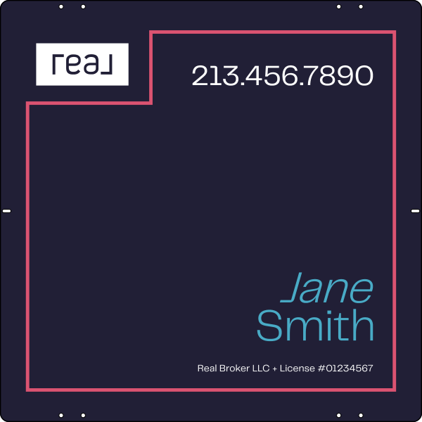 Hanging Agent Name Sign Panel, 24h x 24w, 3mm Aluminum Composite