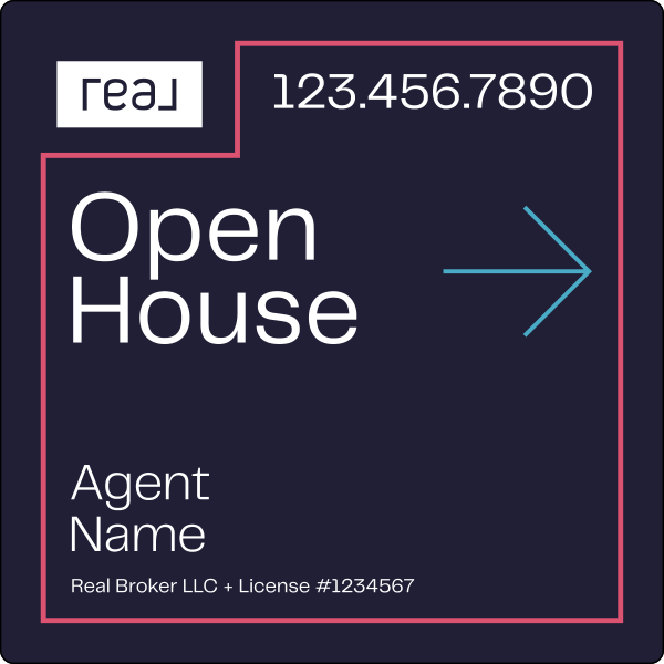 Agent Name Open House, SF Sign Panel, 24h x 24, 3MM Aluminum Composite