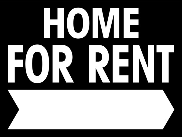 Home For Rent Sign Panel, with Large, Bold Text, 18h x 24w, 4mm Corrugated Plastic