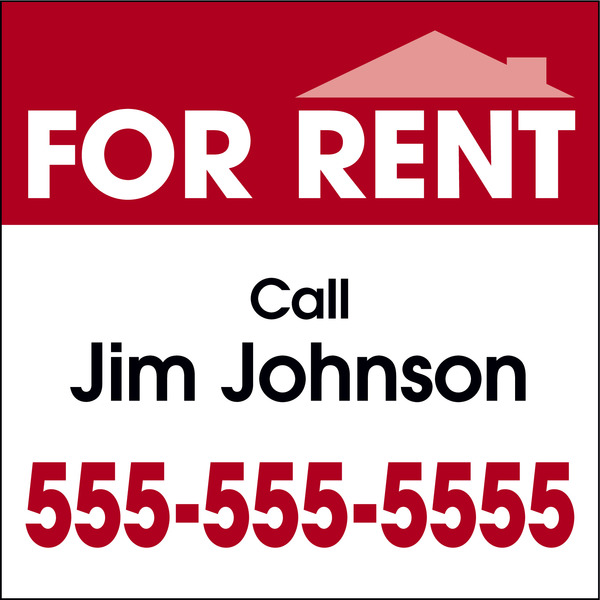 For Rent Sign Panel, with Space for Company Name,  24h x 24w, 4mm Corrugated Plastic