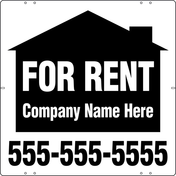 For Rent Sign Panel with Space for Company Name, 24h x 24w, Steel