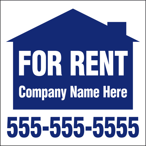 For Rent Sign Panel, with Space for Company Name,  24h x 24w, 4mm Corrugated Plastic