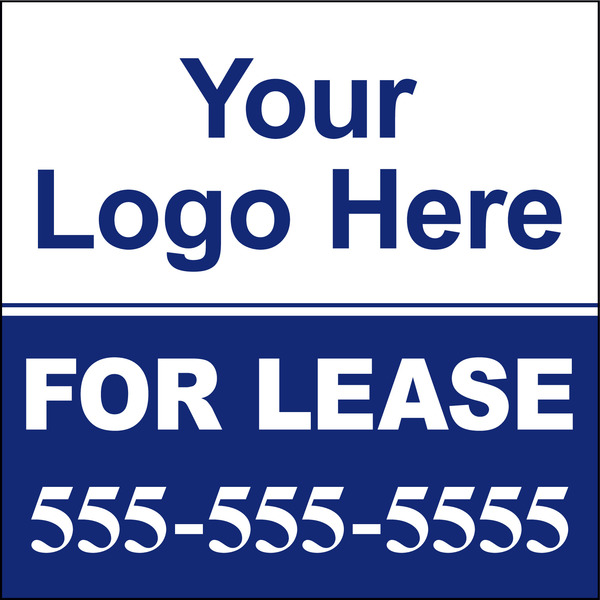 For Lease Sign Panel, with area for Custom Logo,  24h x 24w, 4mm Corrugated Plastic