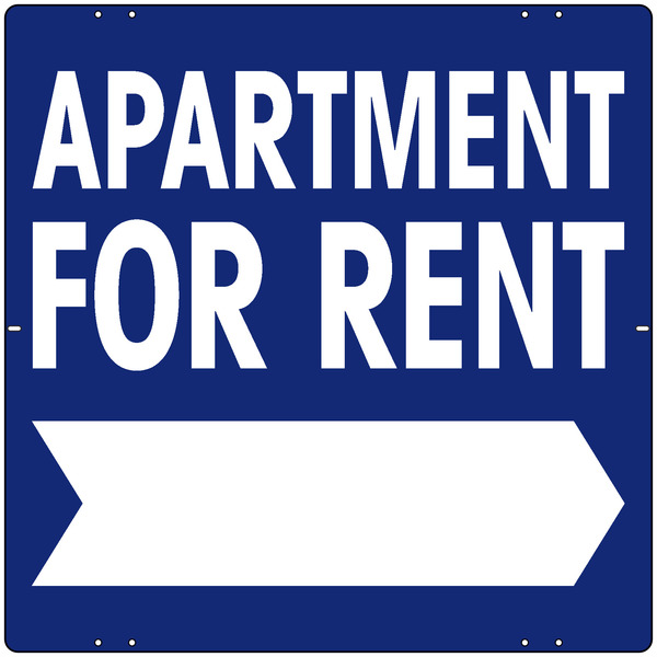 Apartment For Rent Sign Panel with Large, Bold Text, 24h x 24w, Steel