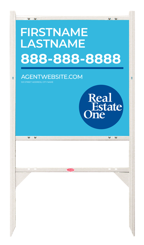 Angle Iron Frame w 1 Rider Inserts and Agent Name Sign Panel Unit, 24h x 24w, Steel