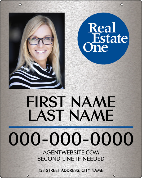 Agent Photo Hanging Sign Panel, 30h x 24w, 3MM Brushed Aluminum Composite