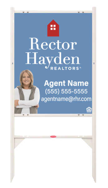 Angle Iron Frame and Agent Name w Cut Out Photo Sign Panel Unit, 30h x 24w, Steel