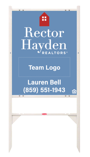 Angle Iron Frame and Agent Name w Logo Sign Panel Unit, 30h x 24w, Steel