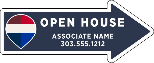 Directional  Arrow Shape Open House Associate Name Sign Panel, 9.5h x 23w