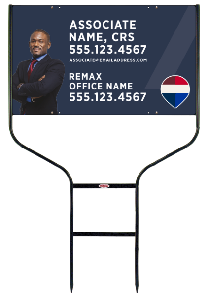Round Rod Frame and Associate Name, CRS w Cut Out Photo Sign Photo Panel Unit, 18h x 30w, Steel