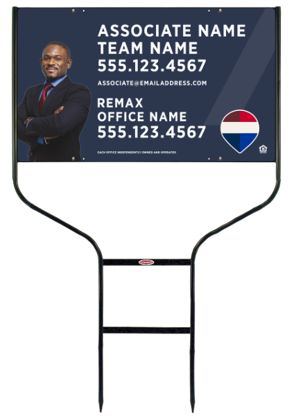 Round Rod Frame and Associate Team Name w Cut Out Photo Sign Photo Panel Unit, 18h x 30w, Steel