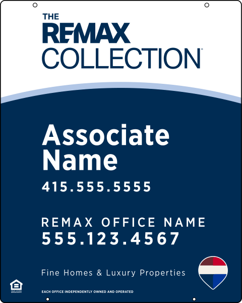 Collection Associate Name Fine Homes & Luxury Properties Hanging Sign Panel,  30h x 24w, Steel