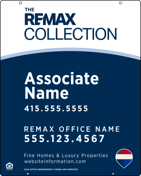 Collection Associate Name Fine Homes & Luxury Properties Hanging Sign Panel,  30h x 24w, Steel