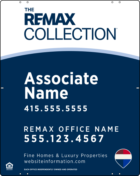 Collection Associate Name Fine Homes & Luxury Properties Sign Panel, 30h x 24w, Steel