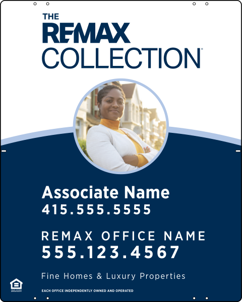 Collection Associate Name w Photo Fine Homes & Luxury Properties Sign Panel, 30h x 24w, Steel