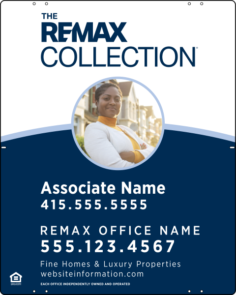 Collection Associate Name w Photo Fine Homes & Luxury Properties Sign Panel, 30h x 24w, Steel