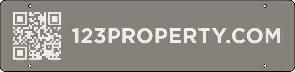 QR Codes w Property website Hanging Sign Rider, 6h x 24w, 3mm Aluminum Composite