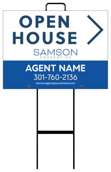 Round Rod Stake and Foldover Agent Open House Sign Panel Unit, 18h x 24w, 4mm Corrugated