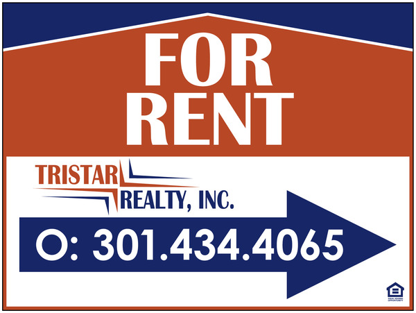 Directional FOR RENT Sign Panel, Corrugated 4mm, 18h x 24w