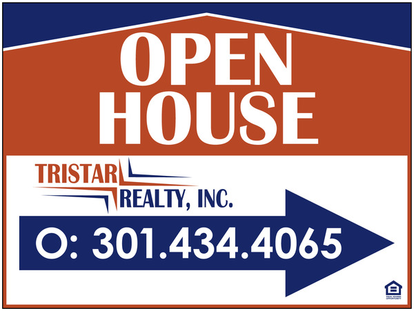Directional OPEN HOUSE Sign Panel, Corrugated 4mm. 18h x 24w