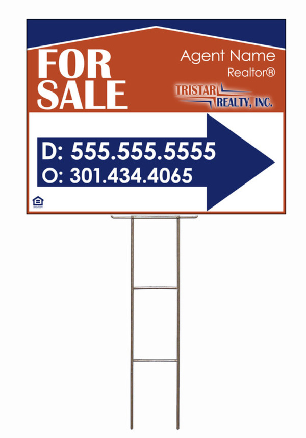 Wire Stake and Sign Panel Unit, AGENT FOR SALE, 18h x 24w, 4mm