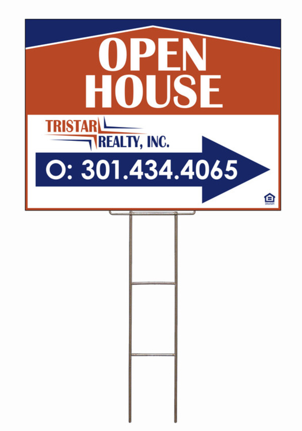 Wire Stake and Sign Panel Unit, OPEN HOUSE, 18h x 24w, 4mm