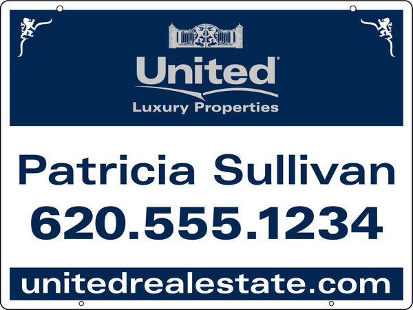 real estate luxury properties agent hanging sign panel, 24ga steel 18h x 24w