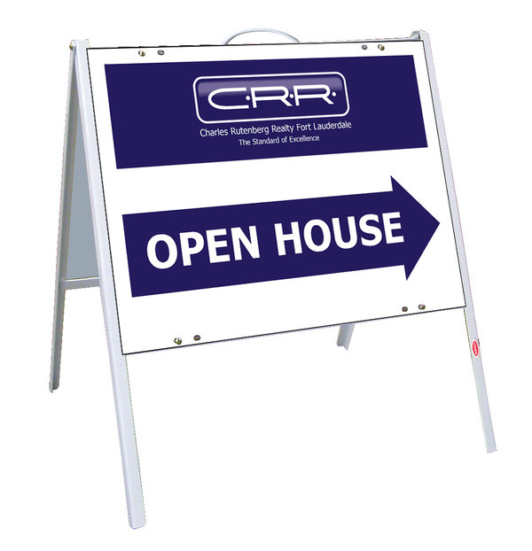 Directional Angle Iron A-Frame and Open House Sign Panel Unit, 18h x 24w, .050 Poly